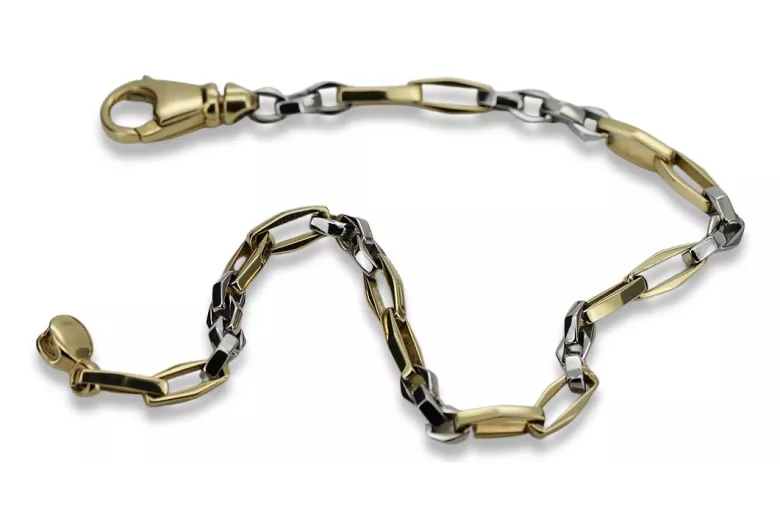 Jaune bicolore or 14k 585 Anchor man bracelet cb085yw