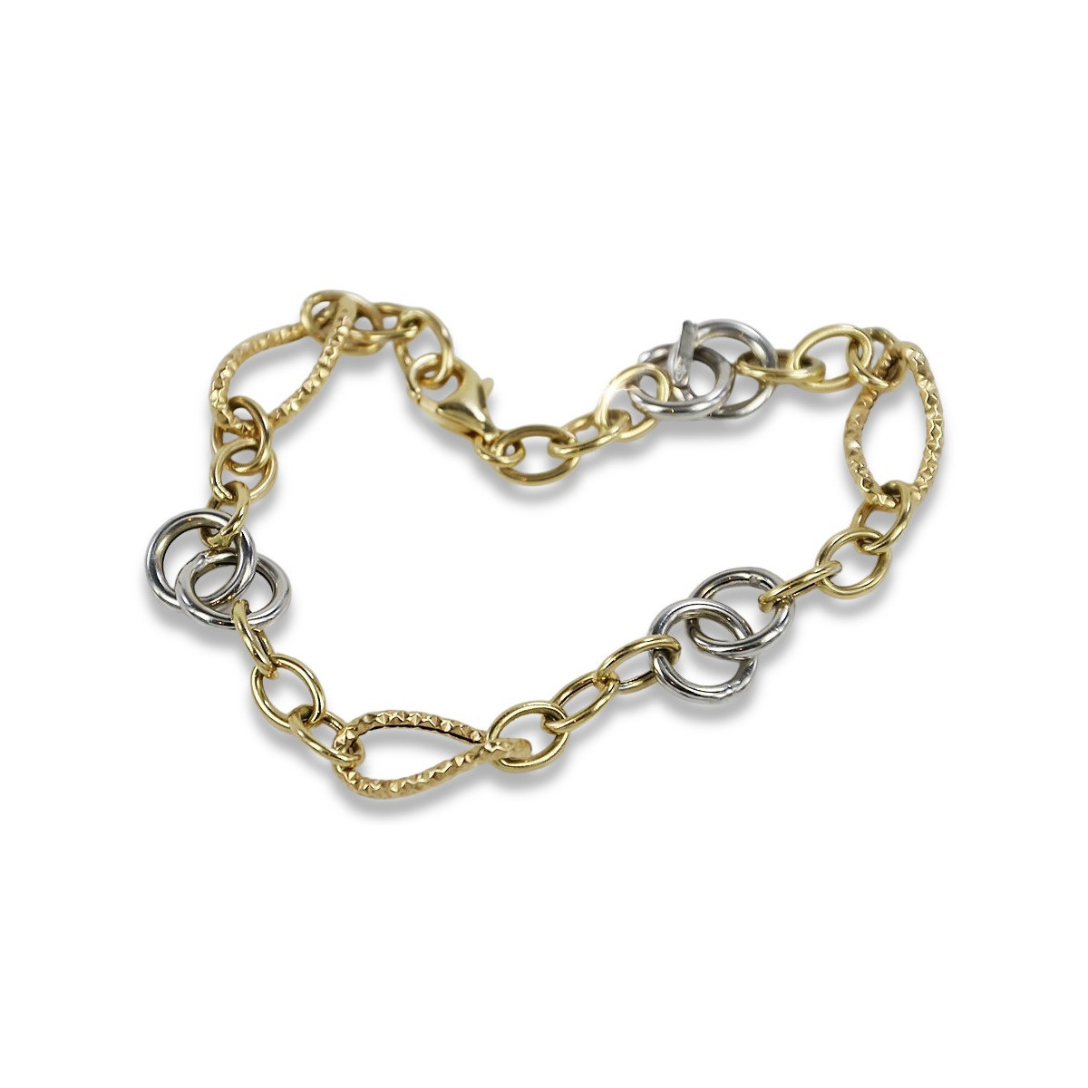 Bracelet italien en or jaune blanc 14 carats cb092yw