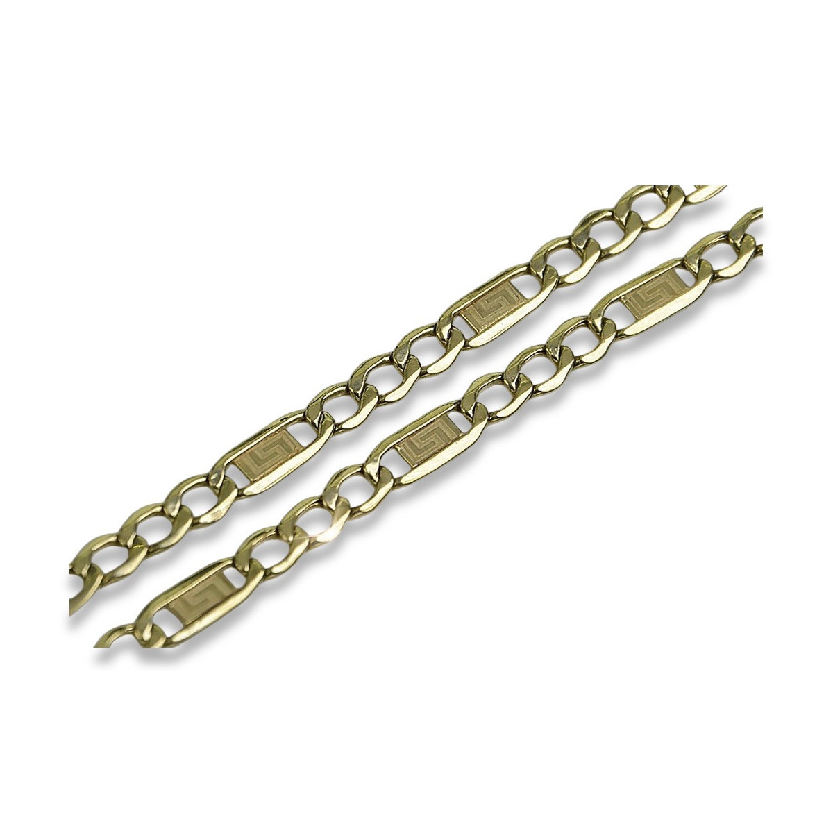 Italian yellow 14k gold hollow Figaro Versace chain cc083y