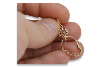 Оригинално ретро, 14k розово злато, обици в формата на лист без кам ven114