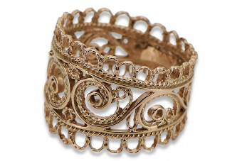 Ruso soviético rosa rosa 14k 585 oro Anillo vintage vrn003