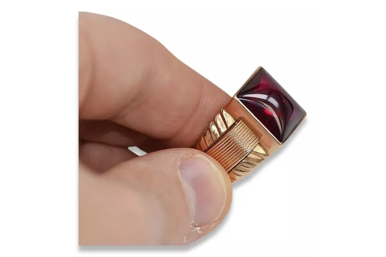 Vintage rose pink 14k 585 gold Men's ruby signet ring vsc012