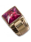 Rosa rusa soviética 14k 585 oro Anillo de sello de rubí para hombre vsc012