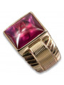 Vintage rose pink 14k 585 gold Men's ruby signet ring vsc012