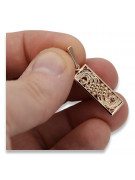 "Original 14K 585 Rose Gold Vintage Square Pendant, Stone-Free" vpn037