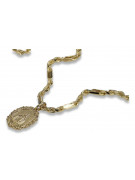 Yellow gold Mother of God medallion & chain Corda Figaro