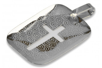 Luxuriöser 14 Karat Weißgol 585 Kreuz Medaillon Schmuck pm009w