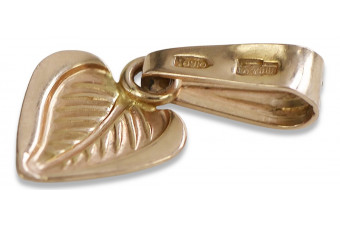 Exquisites Blattanhänger-Design in 14 Karat Originales Vintage-Roségold, Keine Steine vpn002