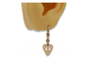 "Élégantes boucles d'oreilles feuille vintage, Or rose 14 carats d'origine, Pas de pierres" ven245