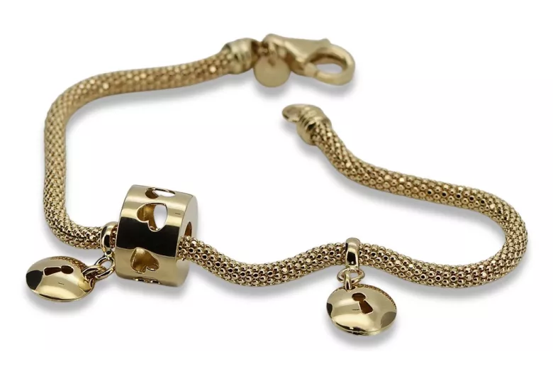 Italian yellow 14k gold charms bracelet cfb018y