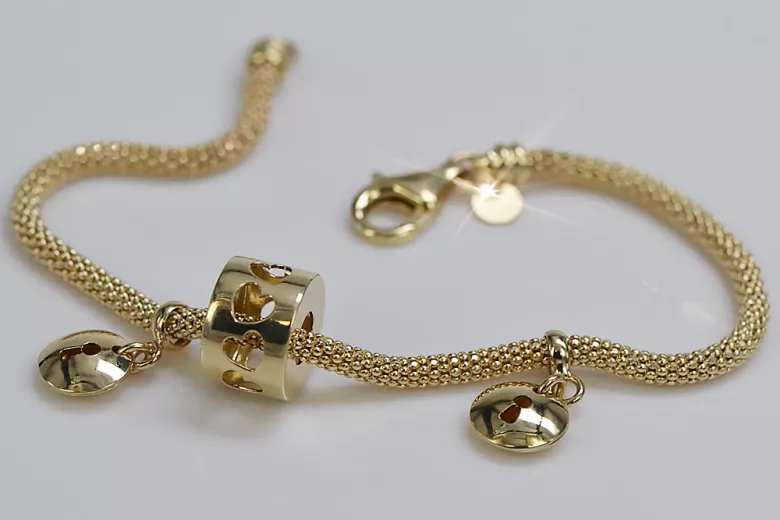 Italian yellow 14k gold charms bracelet cfb018y