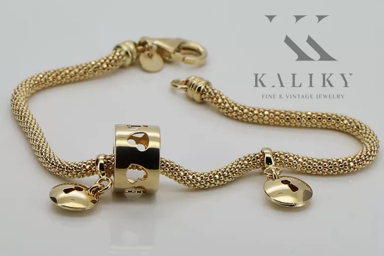 Italian yellow 14k gold charms bracelet cfb018y