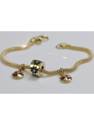 Italian yellow 14k 585 gold charms enamel bracelet cfb019y