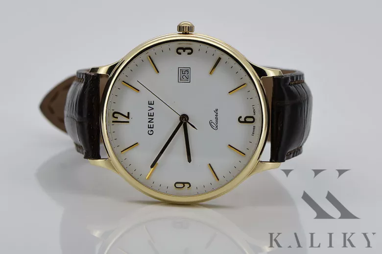 Italienische 14k Gelbe Herren Geneve Uhr mw017y