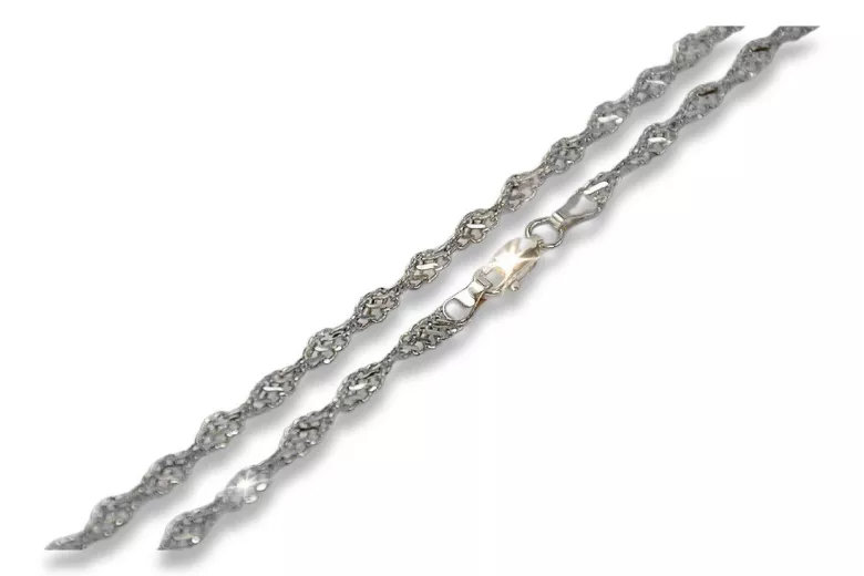 Corde italienne en or blanc 14 carats Chaîne de Singapour cc076w