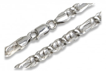 Blanc 14k 585 or creux Chaîne oeil de tigre cc093w