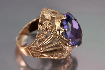 Russe soviétique rose 14k 585 or Alexandrite Rubis Émeraude Saphir Zircon bague vrc031