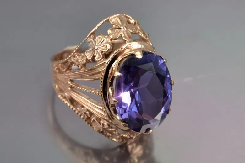 Russe soviétique rose 14k 585 or Alexandrite Rubis Émeraude Saphir Zircon bague vrc031