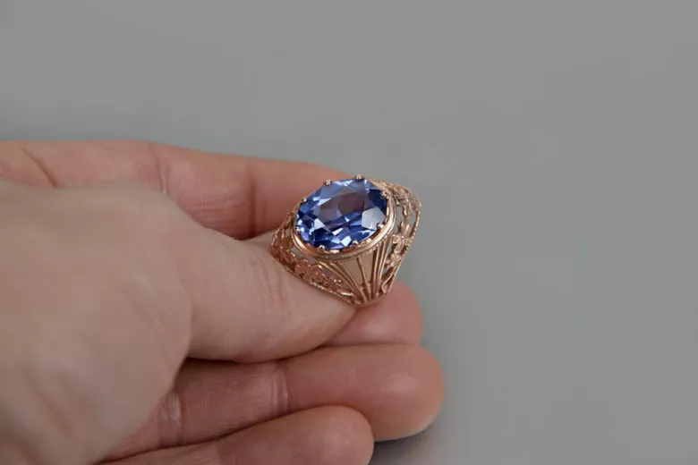 Russe soviétique rose 14k 585 or Alexandrite Rubis Émeraude Saphir Zircon bague vrc031