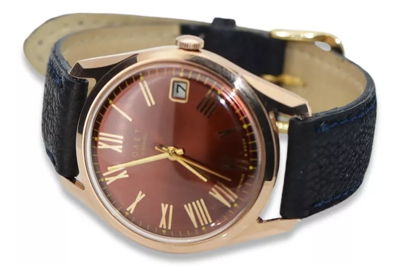 Vintage rose 14k 585 gold men's Poliot watch vw035