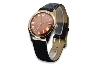 Złoty męski zegarek z różowego złota 14k 585 Poliot vw003