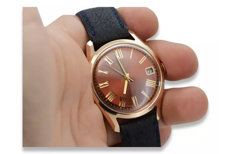 Russische Sowjetische Rose 14 Karat 585 Gold Poliot Herrenuhr vw035