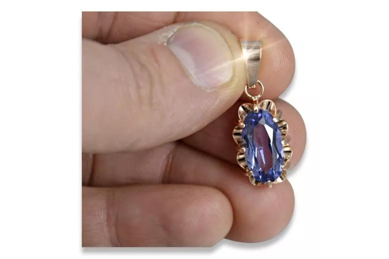 Vintage rose gold plated silver 925 alexandrite ruby emerald sapphire zircon ... pendant vpc009rp