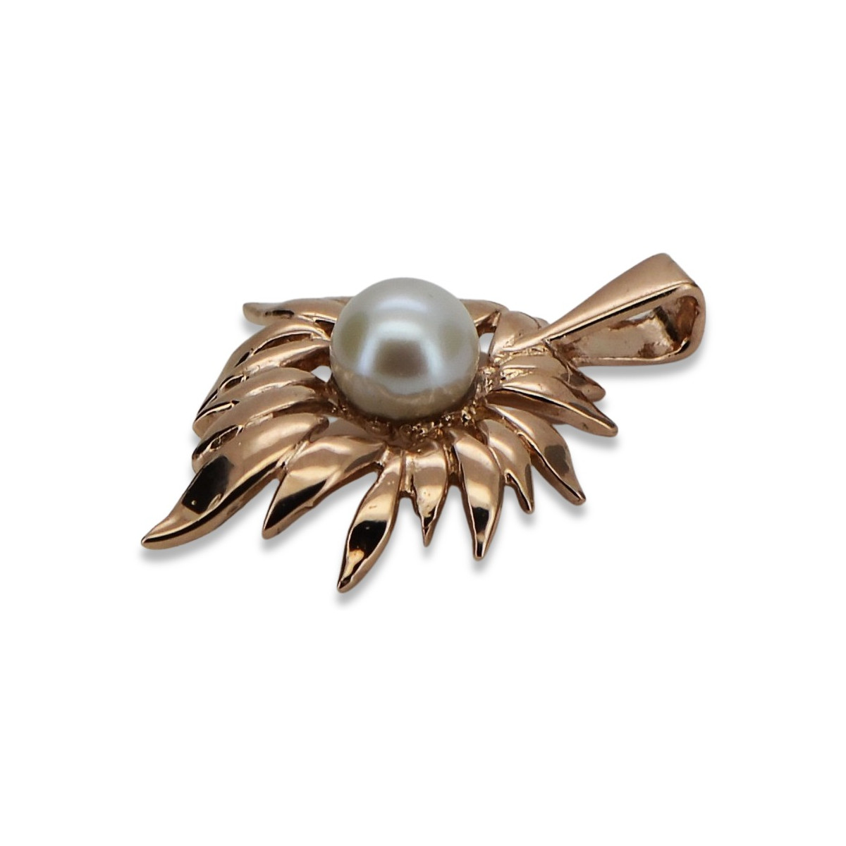 Russian rose Soviet gold pearl pendant