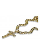 Italian yellow 14k gold Catholic cross & gourmette chain