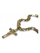 Italian yellow 14k gold Catholic cross & gourmette chain