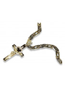 Italian yellow white 14k gold Catholic cross & chain