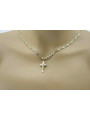 Italian yellow white 14k gold Catholic cross & chain