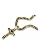 Croix et chaîne catholiques en or jaune blanc 14 carats italien