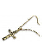 Iellow white 14k gold Catholic cross & Anchor chain ctc002yw&cc003y