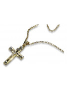 Iellow white 14k gold Catholic cross & Anchor chain ctc002yw&cc003y