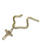 Italian yellow 14k gold Catholic cross & Gourmette chain