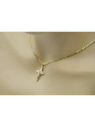 Italian yellow 14k gold Catholic cross & Gourmette chain