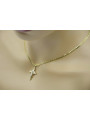 Italian yellow 14k gold Catholic cross & Gourmette chain