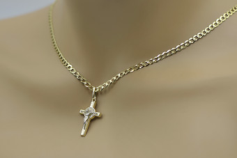 Croix catholique jaune 14 carats & chaîne Gourmette ctc024yw&cc001y
