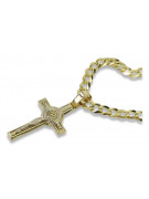 Gelbe 14 Karat Gold Katholische Kreuz & Gourmette Kette ctc027yw&cc001y