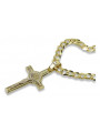 Gelbe 14 Karat Gold Katholische Kreuz & Gourmette Kette ctc027yw&cc001y