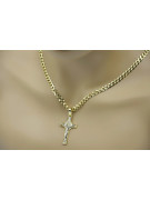 Italian yellow 14k gold Catholic cross & gourmette chain ctc027yw&cc001y