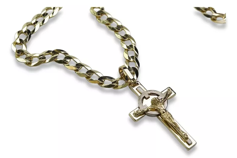 Golden cross with a chain ★ zlotychlopak.pl ★ Gold attempt 585 333 Low price!