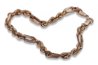 Bransoletka damska z czerwonego różowego złota 14k 585 Corda Figaro cb004r