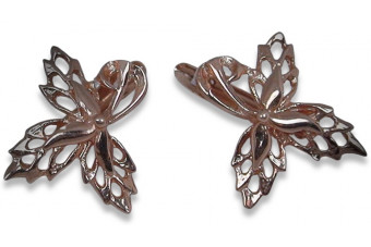 "Leaf Inspired 14K Rose Gold Earrings - Zero Stone" cen006r