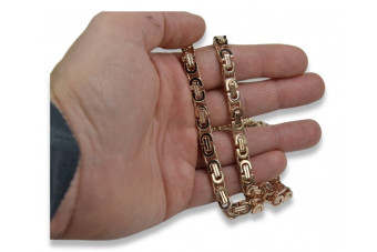 Vintage rose pink 14k 585 gold Bizantine Gothic bracelet cb056r