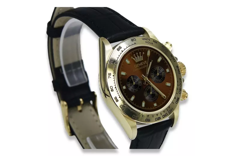 Reloj de oro para hombre Geneve ★ zlotychlopak.pl ★ Pureza de oro 585 333 Precio bajo!