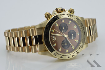 Złoty zegarek z bransoletą męski 14k Geneve mw014ydbr&mbw015y