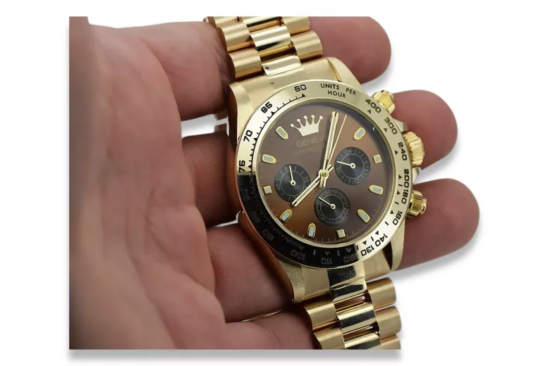 Gold men's watch Geneve ★ zlotychlopak.pl ★ Gold purity 585 333 Low Price!