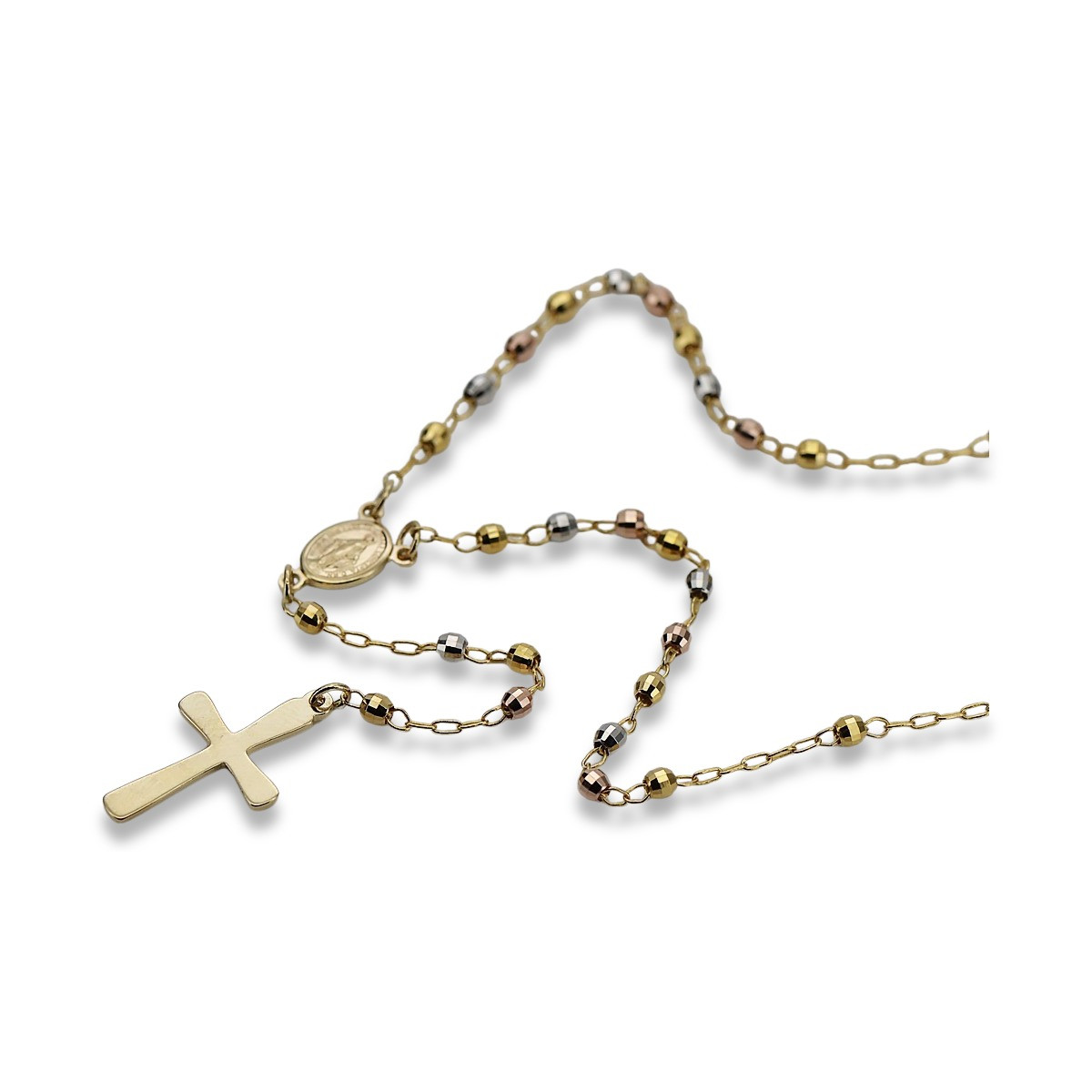 Chaîne italienne en or rosaire jaune blanc blanc 14k rcc003ywr